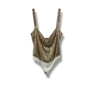 Intimately Free People Sparks Fly Sequin Bodysuit in Gold Size M